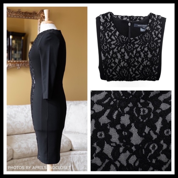 FRENCH CONNECTION BLACK LACE KINT MINI DRESS A2C - Picture 4 of 8